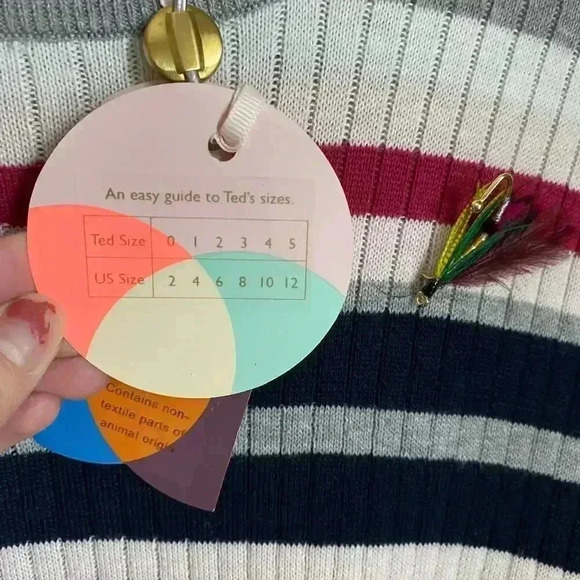 Ted Baker Striped Knit Long Sleeve Top Size 12 - Picture 2 of 9